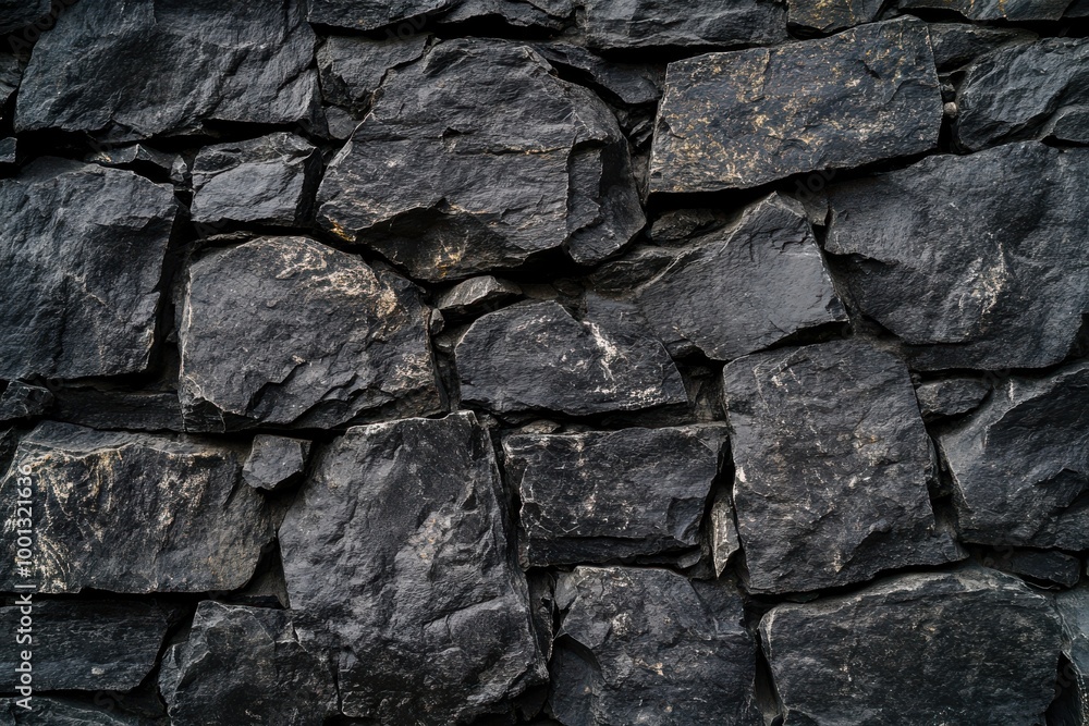 Fototapeta premium Dark gray stone wall background with an aged texture