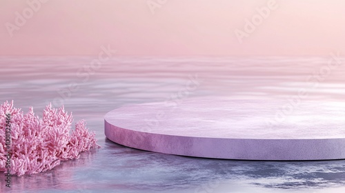 Coral reef near a circular platform, serene water photo