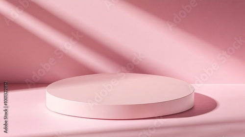 Pink podium on a soft pastel background