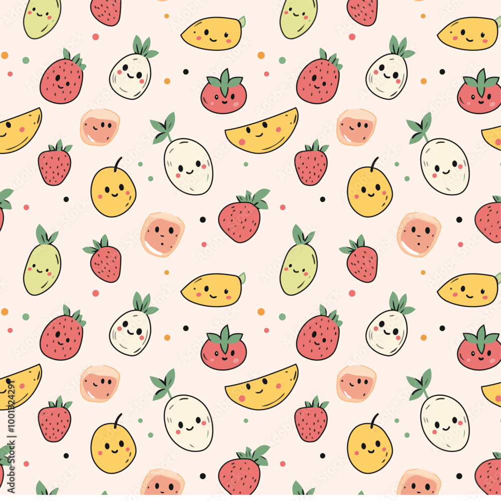 Fototapeta premium Cute Vector Line Graphics of Various Fruits - High-Resolution PDF Vectors