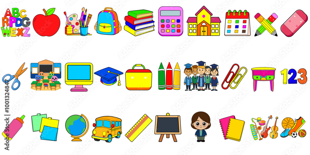 Set of Back to school icons Set of Back to school icons