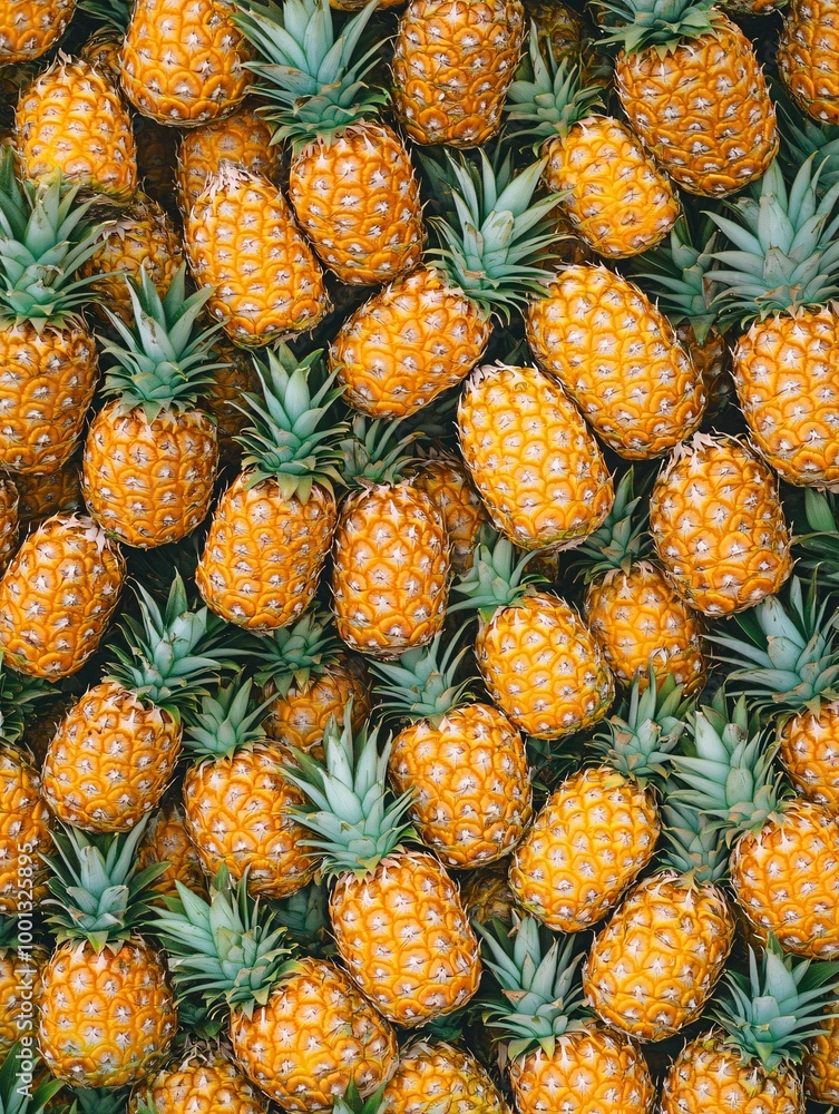 Fresh ripe pineapples on green background Fresh ripe pineapples on green background
