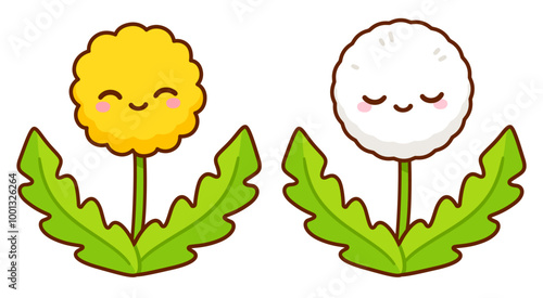Cute cartoon dandelion flower