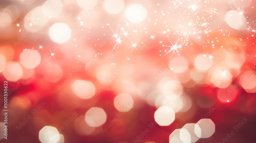 Obraz premium Sparkling Red Bokeh Lights Background. Festive Holiday Abstract Texture