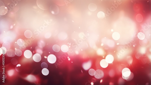 Sparkling Red Bokeh Lights Background. Festive Holiday Abstract Texture