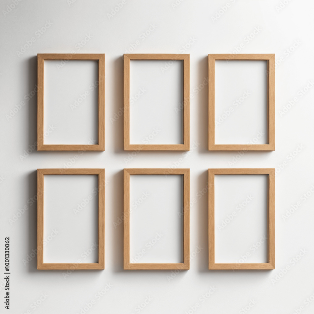 Mockup poster frame close up, white wall, wooden frame, ratio 4:3 Mockup poster frame close up, white wall, wooden frame, ratio 4:3
