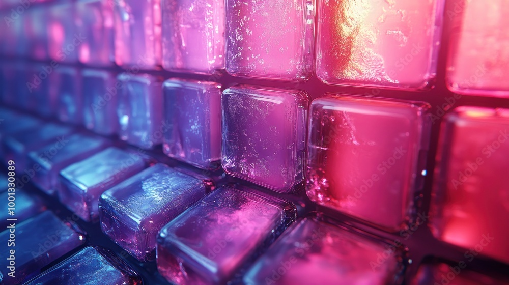 Abstract close-up of colorful, translucent ice-like blocks. Abstract close-up of colorful, translucent ice-like blocks.