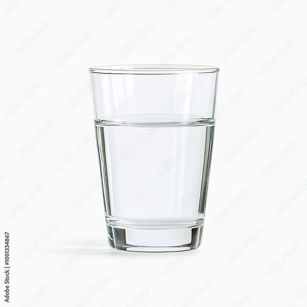 Glass of water on solid white background, single object Glass of water on solid white background, single object