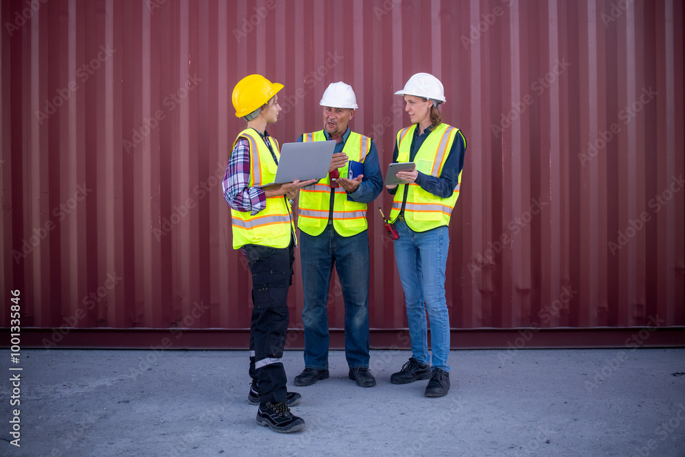 Engineer or dockworker working in the construction container dock yard ...