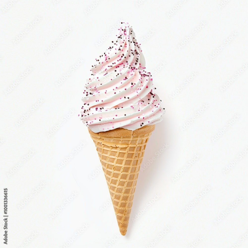 Ice cream cone on solid white background, single object Ice cream cone on solid white background, single object