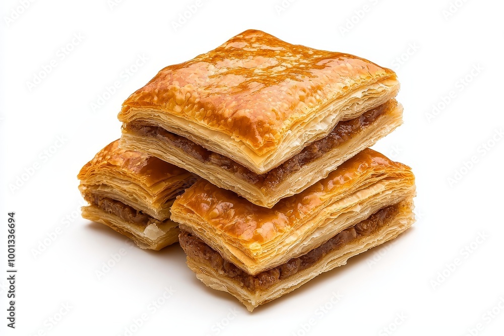 Baklava on solid white background, single object Baklava on solid white background, single object