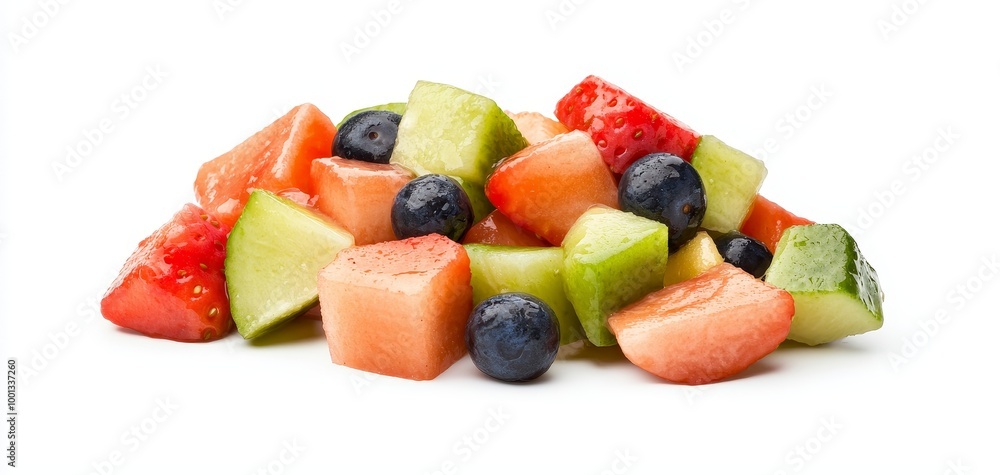 Fruit salad on solid white background, single object Fruit salad on solid white background, single object