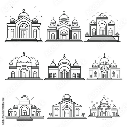 Set of wedding hall icon line icon vector illustration