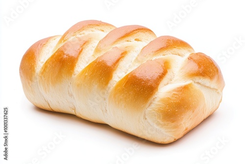 Fluffy bread on solid white background, single object