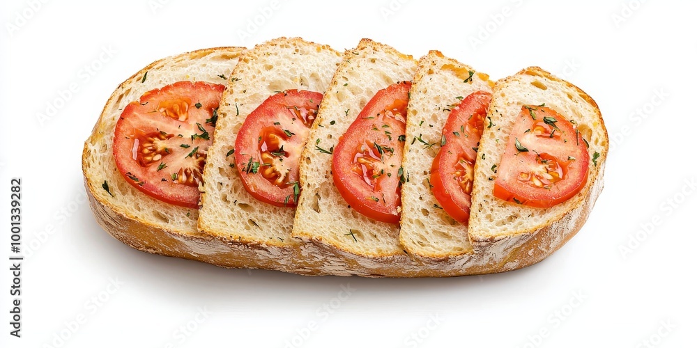 Tomato bread on solid white background, single object