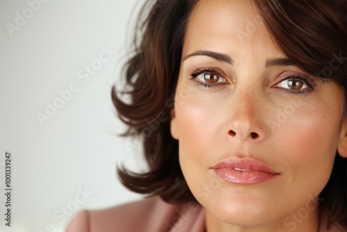 Confident Middle Aged Businesswoman Posing on White Background