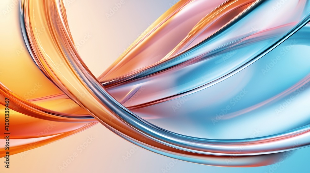 Naklejka premium Colorful Curves with Smooth Transitions and Light Reflections