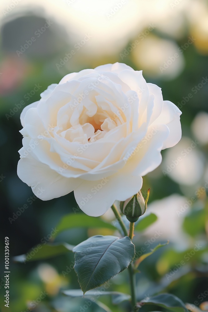 A close-up photograph of a beautiful white rose illuminated by natural sunlight, showcasing its delicate petals and elegance. A close-up photograph of a beautiful white rose illuminated by natural sunlight, showcasing its delicate petals and elegance.