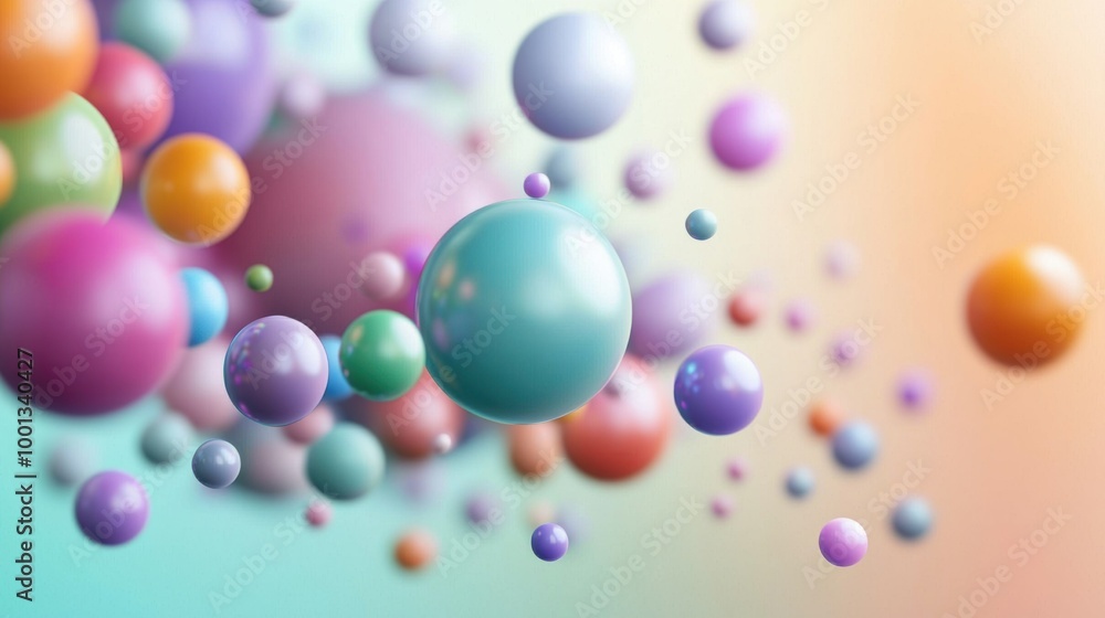 Colorful Floating Spheres on Soft Gradient Background Colorful Floating Spheres on Soft Gradient Background