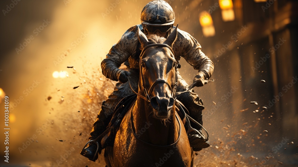 Horse racing, Jockeys fight to take the lead. Horse racing, Jockeys fight to take the lead.