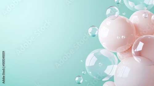 Soft Pastel Bubbles on a Light Mint Background