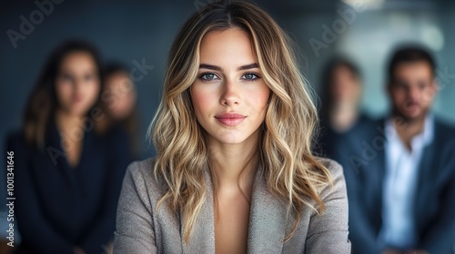 Confident Young Businesswoman Posing in Office Setting