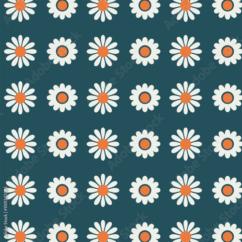 Seamless pattern with daisies