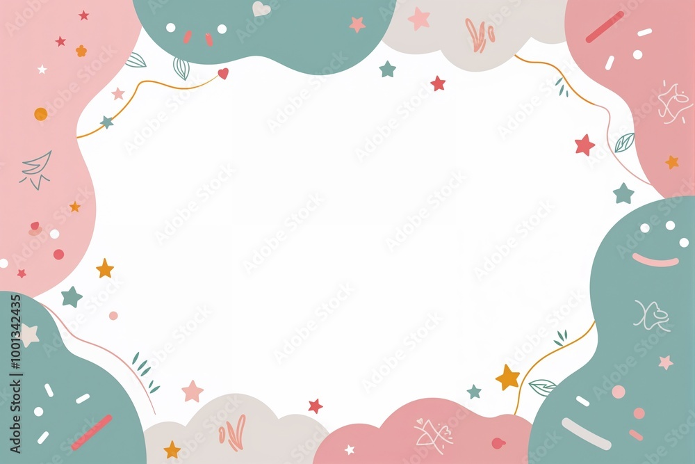 Abstract decorative frame with floral and geometric patterns in pink tones and copy space Abstract decorative frame with floral and geometric patterns in pink tones and copy space