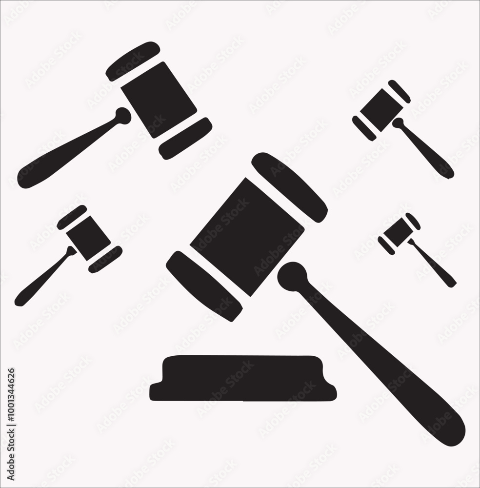 Gavel icon hammer justice vector silhouette on a white background Gavel icon hammer justice vector silhouette on a white background