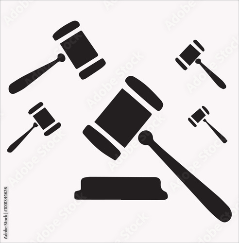Gavel icon  hammer justice vector silhouette on a white background