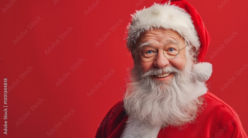 A man with a beard and glasses is wearing a red hat and a red shirt A man with a beard and glasses is wearing a red hat and a red shirt