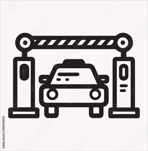 Road Barrier Vector Silhouette for traffic Striped concrete on a white background