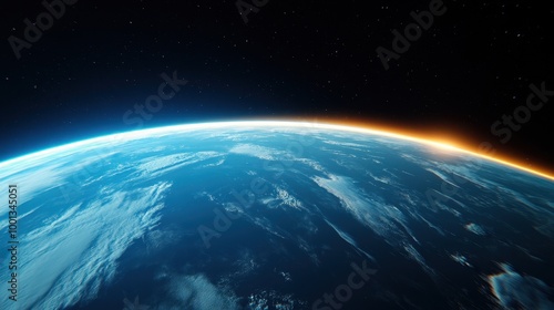 High Resolution Satellite View of Earth at Sunrise