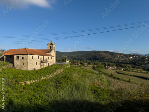 View of a church in the village of Alvarenga, near Arouca, Portugal.