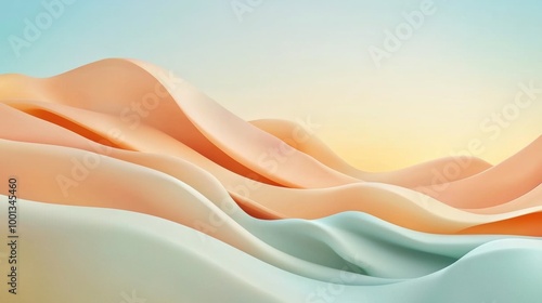 Abstract Wavy Landscape in Soft Warm Colors photo