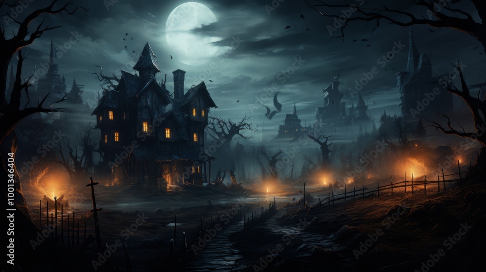 Halloween night scene Halloween night scene