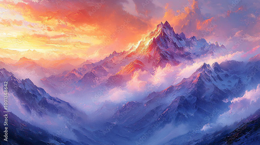 Beautiful Mountains of Serene Landscape, generative AI Beautiful Mountains of Serene Landscape, generative AI
