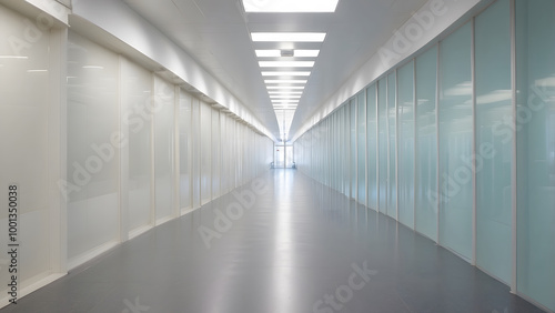 Wallpaper Mural Modern Office Space With Large Windows and City Blurry View Torontodigital.ca