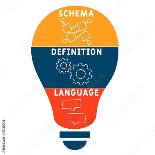 sdl - schema definition language acronym. business concept background. vector illustration concept with keywords and icons. lettering illustration with icons for web banner, flyer, landing