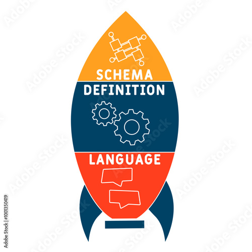 sdl - schema definition language acronym. business concept background. vector illustration concept with keywords and icons. lettering illustration with icons for web banner, flyer, landing