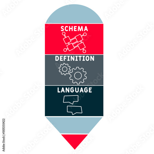 sdl - schema definition language acronym. business concept background. vector illustration concept with keywords and icons. lettering illustration with icons for web banner, flyer, landing