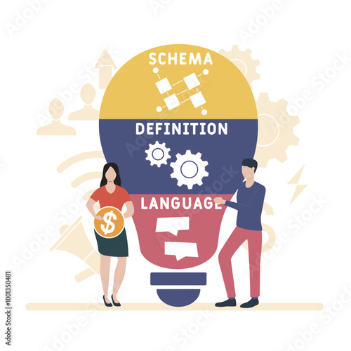 sdl - schema definition language acronym. business concept background. vector illustration concept with keywords and icons. lettering illustration with icons for web banner, flyer, landing