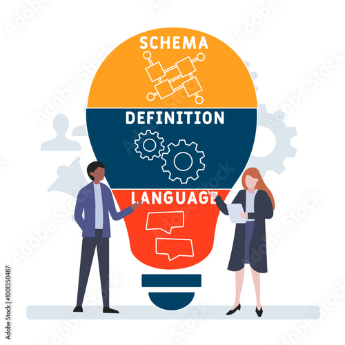 sdl - schema definition language acronym. business concept background. vector illustration concept with keywords and icons. lettering illustration with icons for web banner, flyer, landing