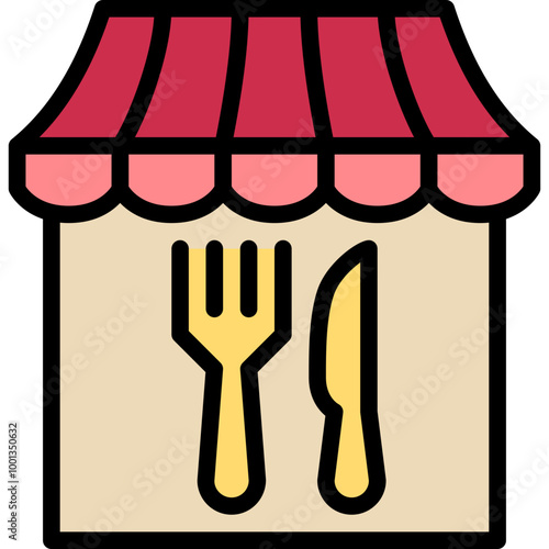 eatery or restaurant for eating food filled outline icon