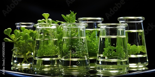 glass of water with green plant