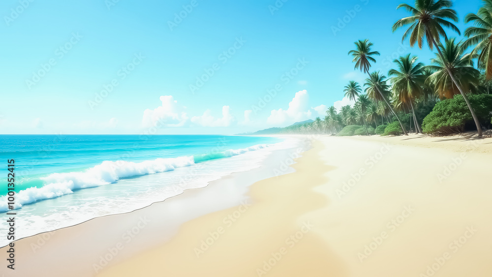 Tropical beach with palm trees and clear water Tropical beach with palm trees and clear water