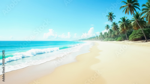 Tropical beach with palm trees and clear water