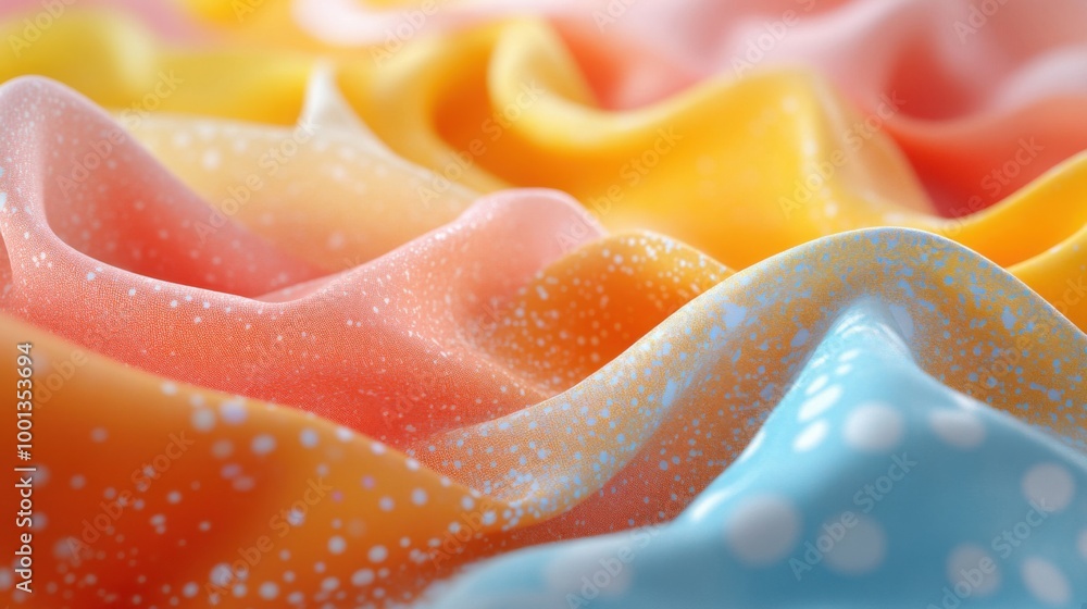 Vibrant Textiles: Colorful Waves of Soft Fabric in Artistic Design Vibrant Textiles: Colorful Waves of Soft Fabric in Artistic Design