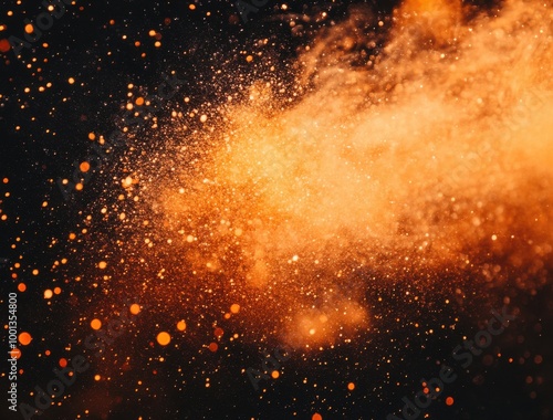 night sky filled with numerous tiny orange bokeh lights against a dark background