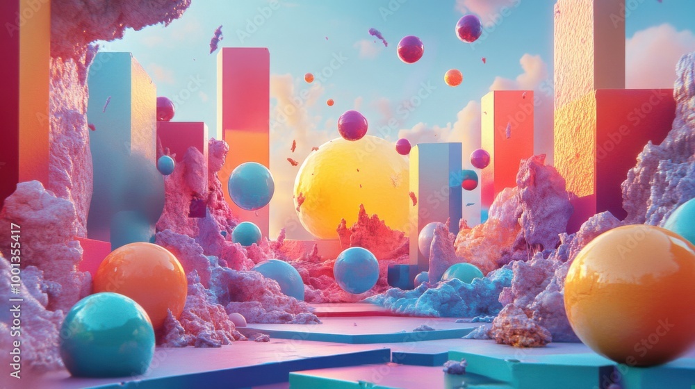 Exploring a Vibrant Dreamscape: A Surreal 3D Journey Through Colorful Dimensions Exploring a Vibrant Dreamscape: A Surreal 3D Journey Through Colorful Dimensions